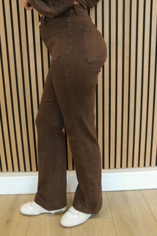 Flared jeans bruin | Kitty - Afbeelding 3