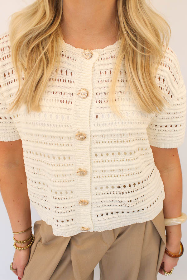 Gebreid shirt beige | Sarah - Afbeelding 2