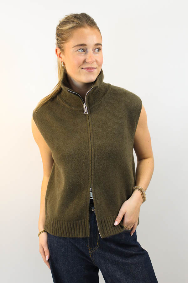 Gebreide gilet army | Lott