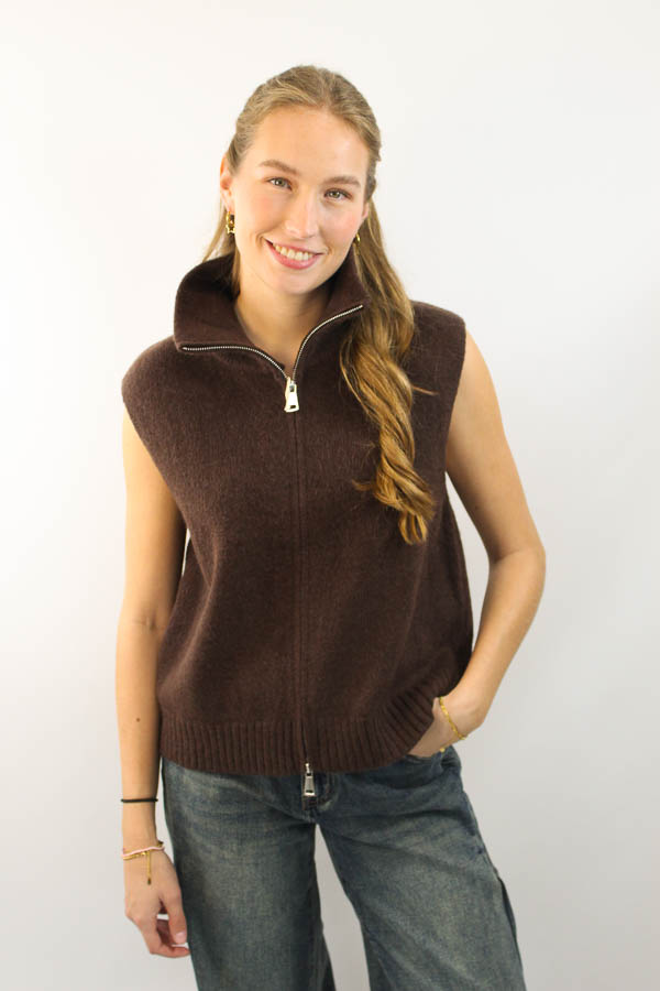 Gebreide gilet bruin | Lott