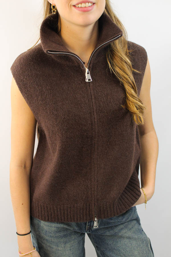 Gebreide gilet bruin | Lott - Afbeelding 2
