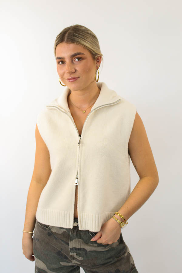 Gebreide gilet ecru | Lott - Afbeelding 2