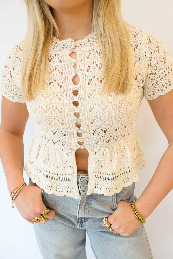 Gebreide top beige | Marloes - Afbeelding 2
