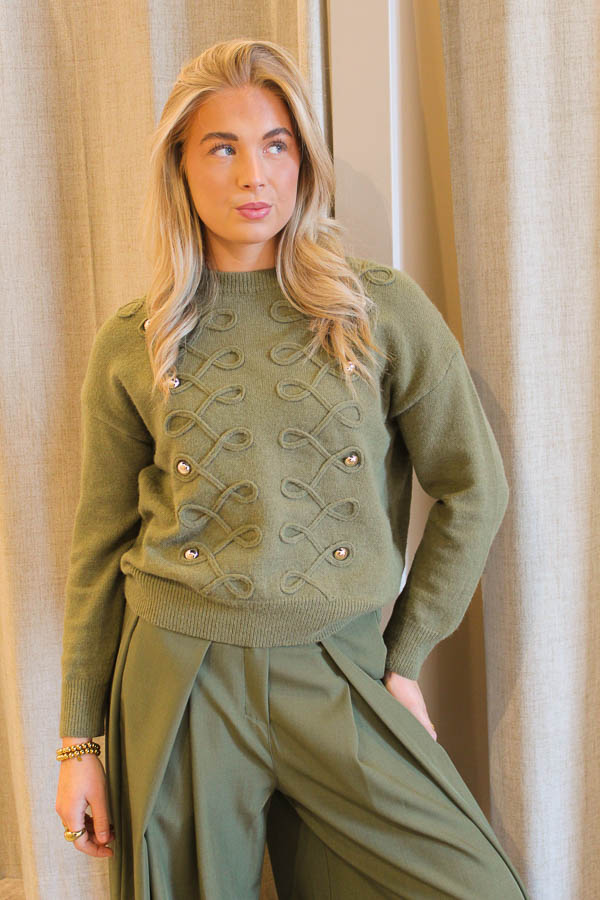 Gebreide trui khaki | Mirva 