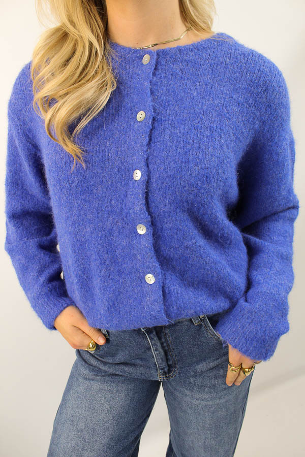 Gebreide vest blauw | Amelie - Afbeelding 2