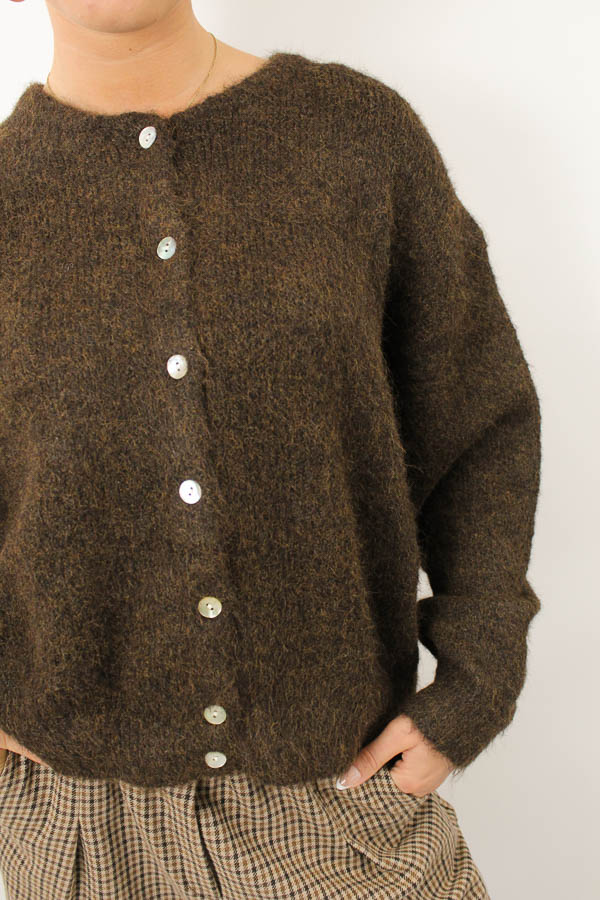 Gebreide vest bruin | Amelie - Afbeelding 2