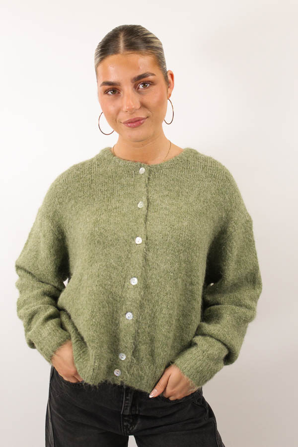 Gebreide vest khaki | Amelie