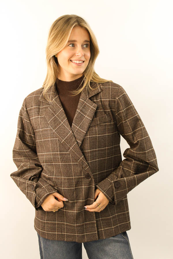 Geruite blazer bruin | Esmee