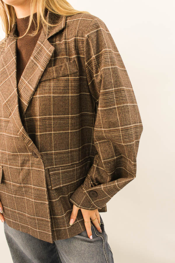 Geruite blazer bruin | Esmee - Afbeelding 2