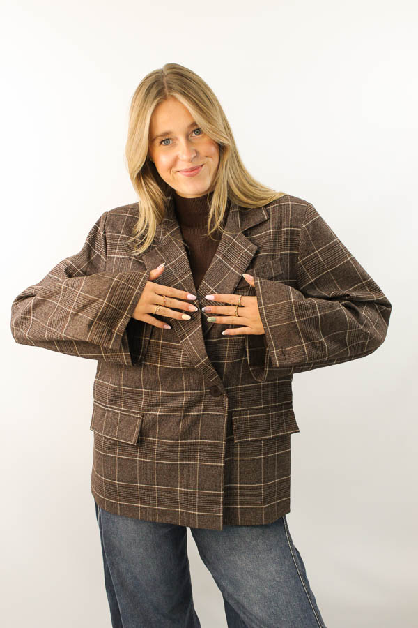 Geruite blazer bruin | Esmee - Afbeelding 3