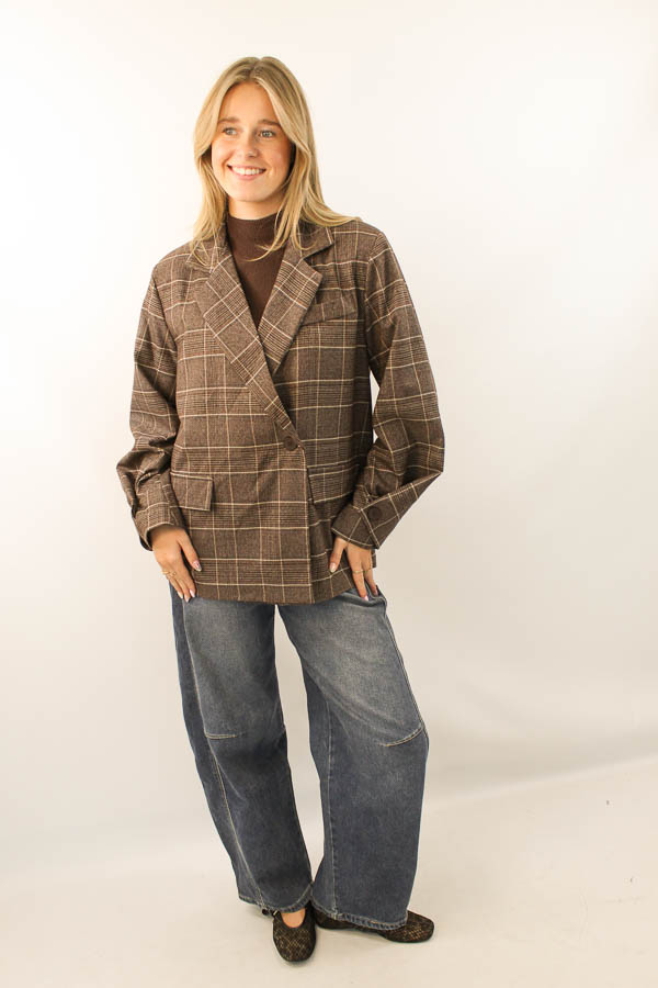 Geruite blazer bruin | Esmee - Afbeelding 5