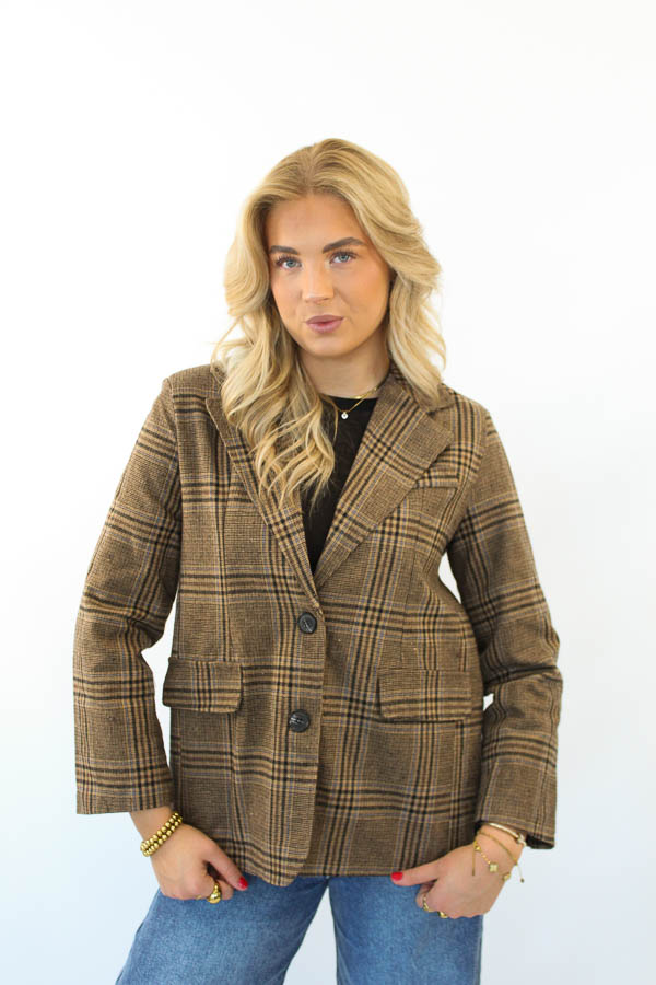 Geruite blazer camel | Nancy - Afbeelding 2
