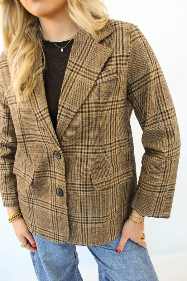 Geruite blazer camel | Nancy - Afbeelding 3