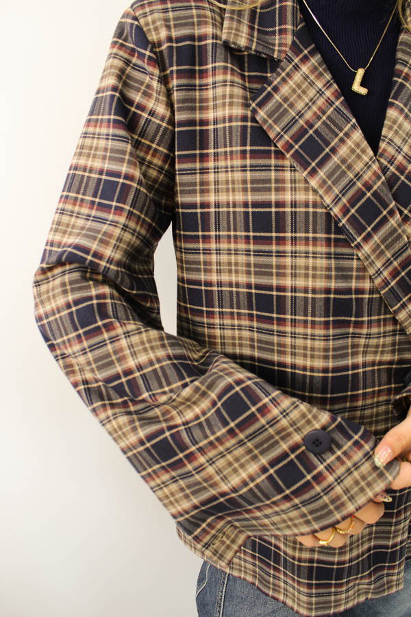 Geruite blazer navy | Esmee - Afbeelding 3