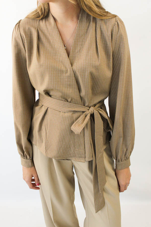 Geruite blouse beige | Dia - Afbeelding 2