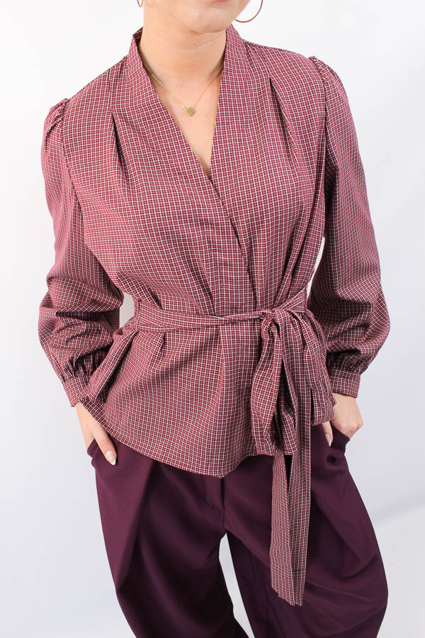 Geruite blouse bordeaux | Dia - Afbeelding 2