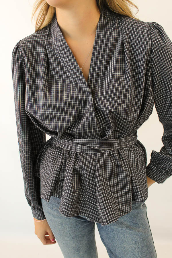 Geruite blouse navy | Dia - Afbeelding 3