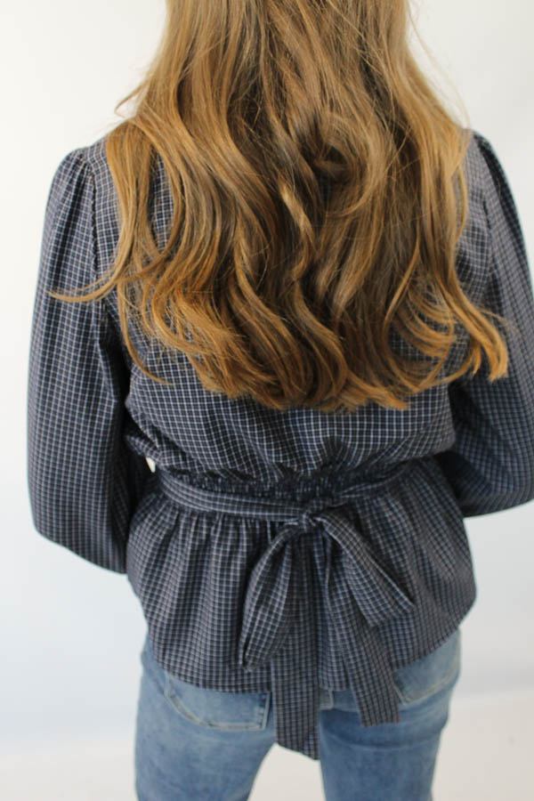 Geruite blouse navy | Dia - Afbeelding 4