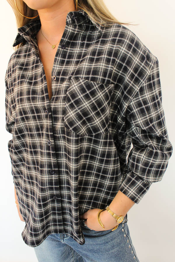 Geruite blouse navy  | Isla - Afbeelding 2