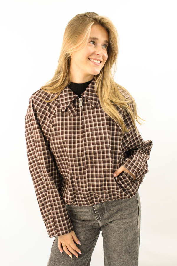 Geruite jas burgundy | Marlies