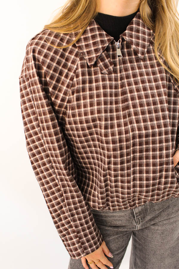 Geruite jas burgundy | Marlies - Afbeelding 2