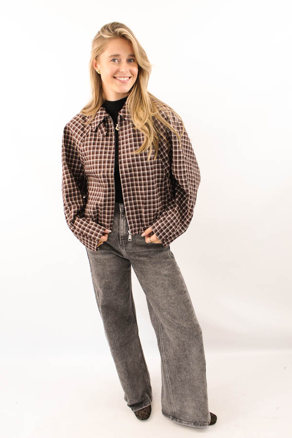 Geruite jas burgundy | Marlies - Afbeelding 3