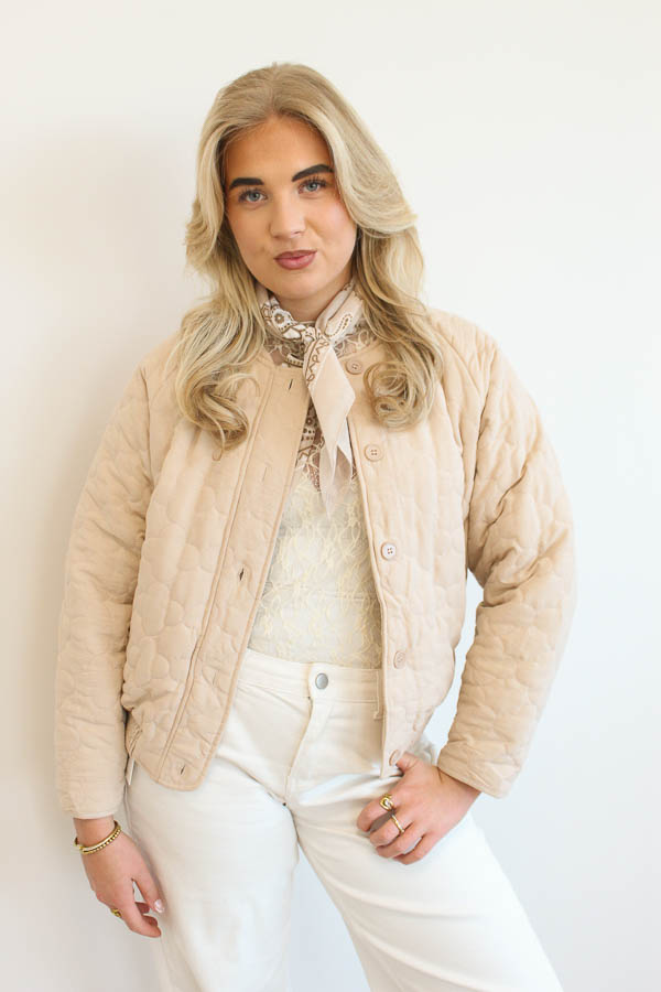 Gewatteerd jas beige | Roos