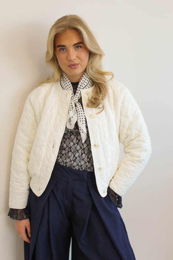 Gewatteerd jas ecru | Roos