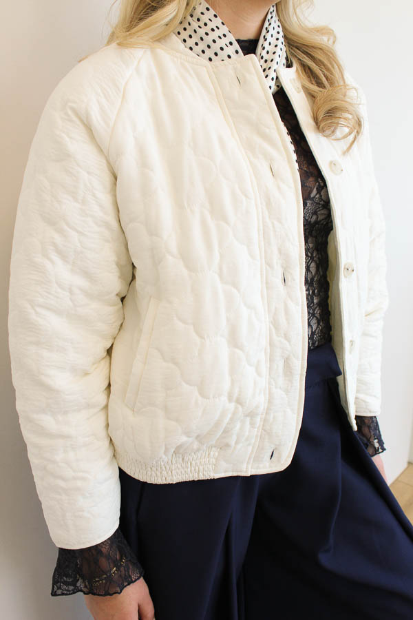 Gewatteerd jas ecru | Roos - Afbeelding 2
