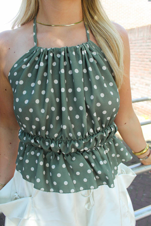 Halter top khaki | Naomi - Afbeelding 2