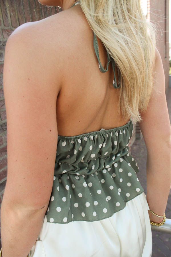 Halter top khaki | Naomi - Afbeelding 3