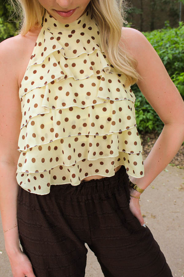 Halter top stippen geel | Fay - Afbeelding 2