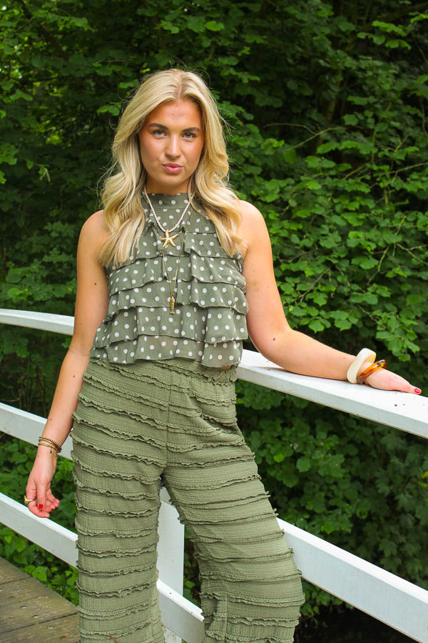 Halter top stippen khaki | Fay