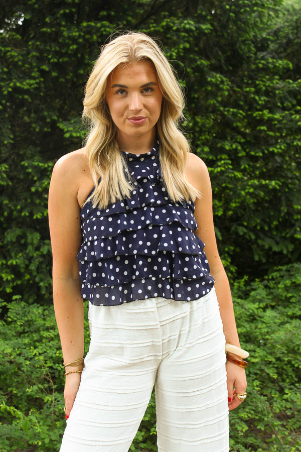 Halter top stippen navy | Fay