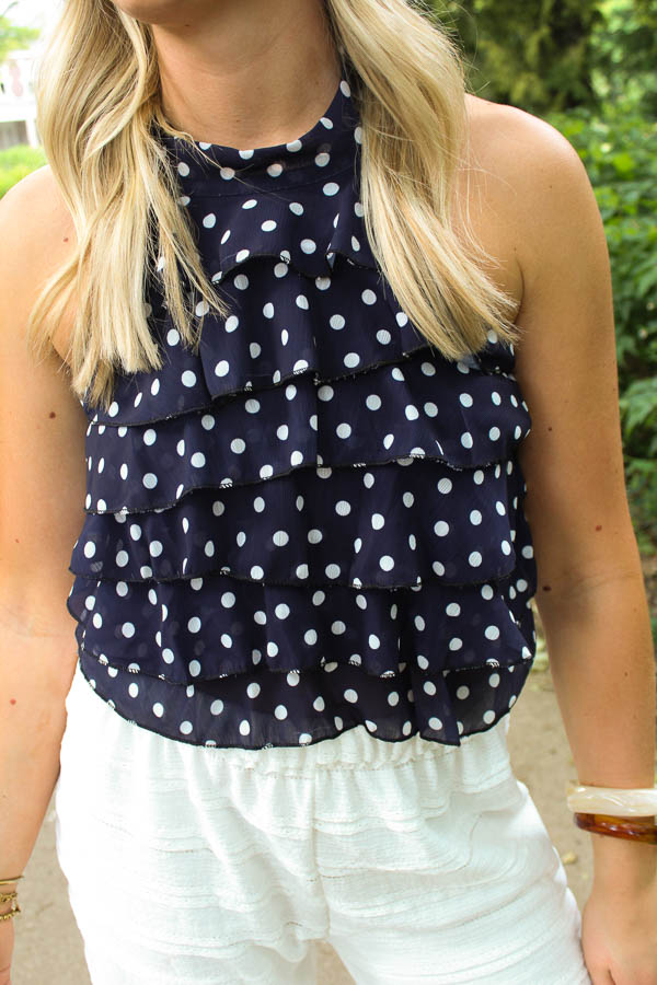 Halter top stippen navy | Fay - Afbeelding 2