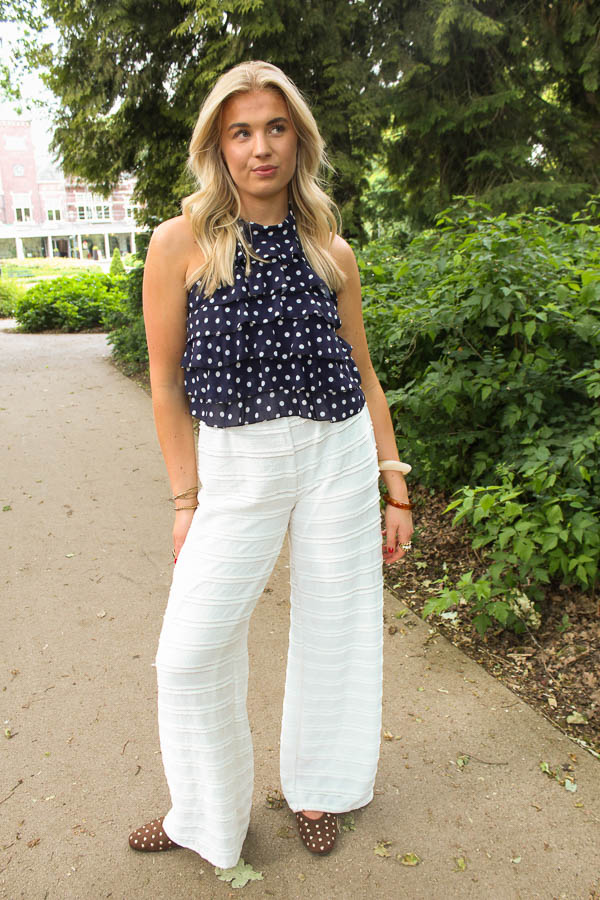 Halter top stippen navy | Fay - Afbeelding 3