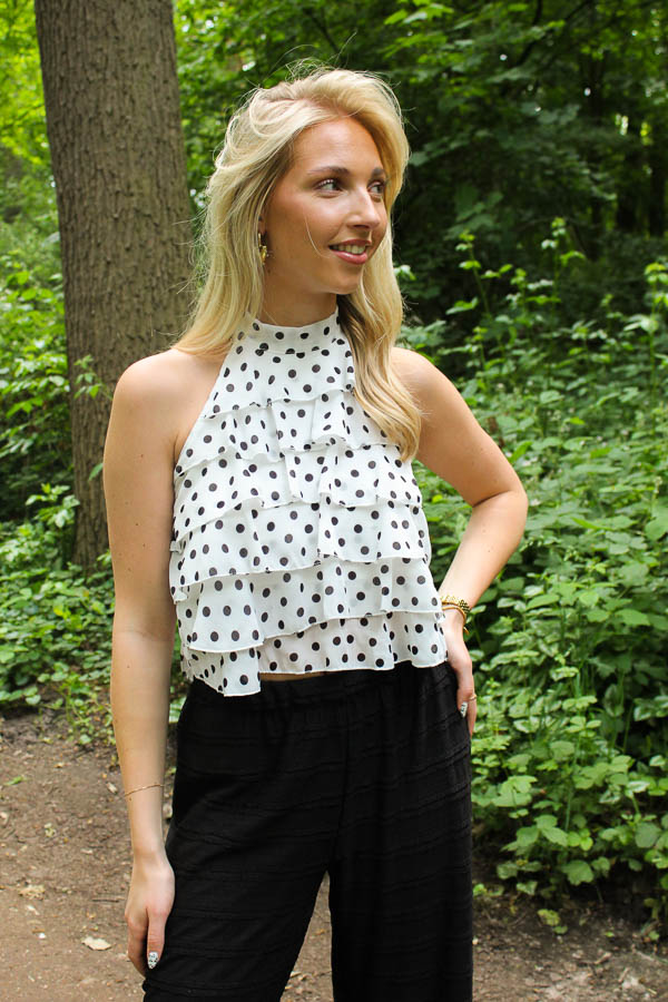 Halter top stippen wit | Fay