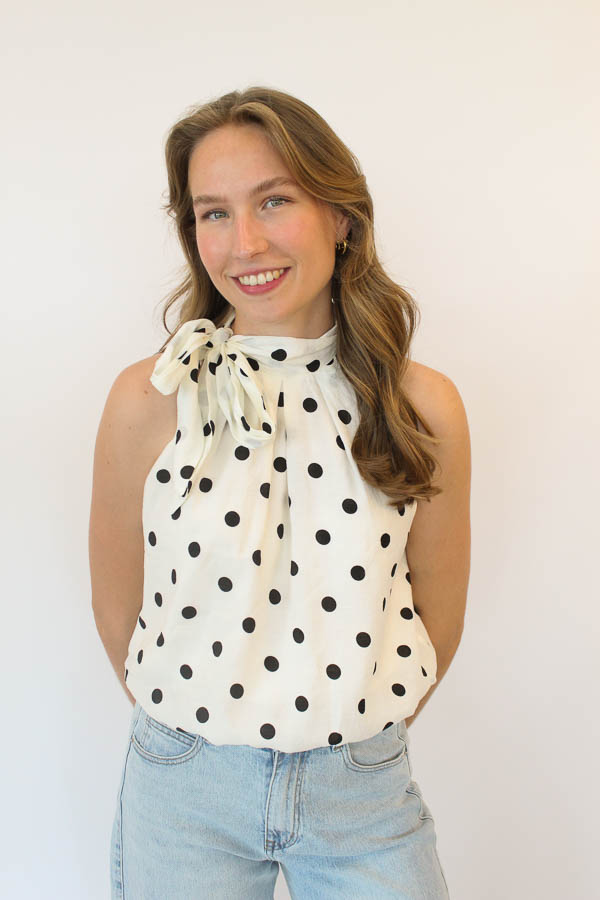 Halter top stippen wit | Suus