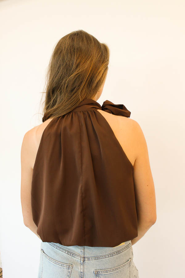 Haltertop strik bruin | Liz - Afbeelding 4