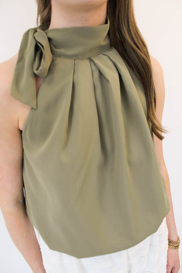 Haltertop strik khaki | Liz - Afbeelding 3