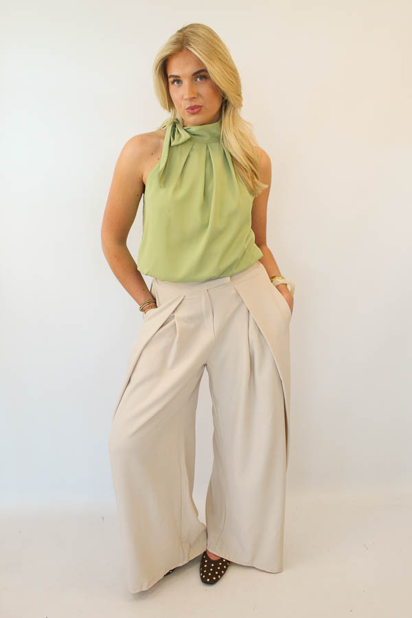 Haltertop strik khaki | Liz - Afbeelding 3