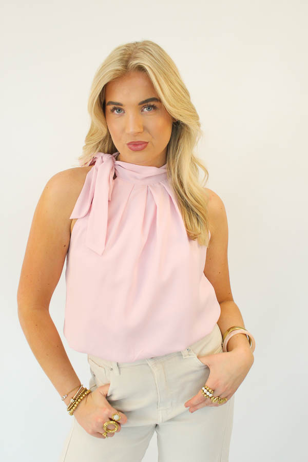 Haltertop strik roze | Liz