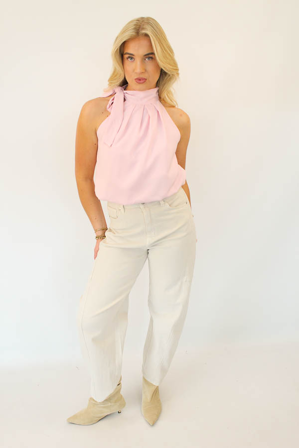 Haltertop strik roze | Liz - Afbeelding 4