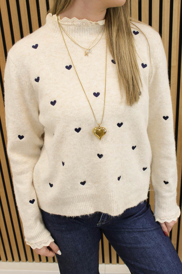 Hartjes trui beige | Noor