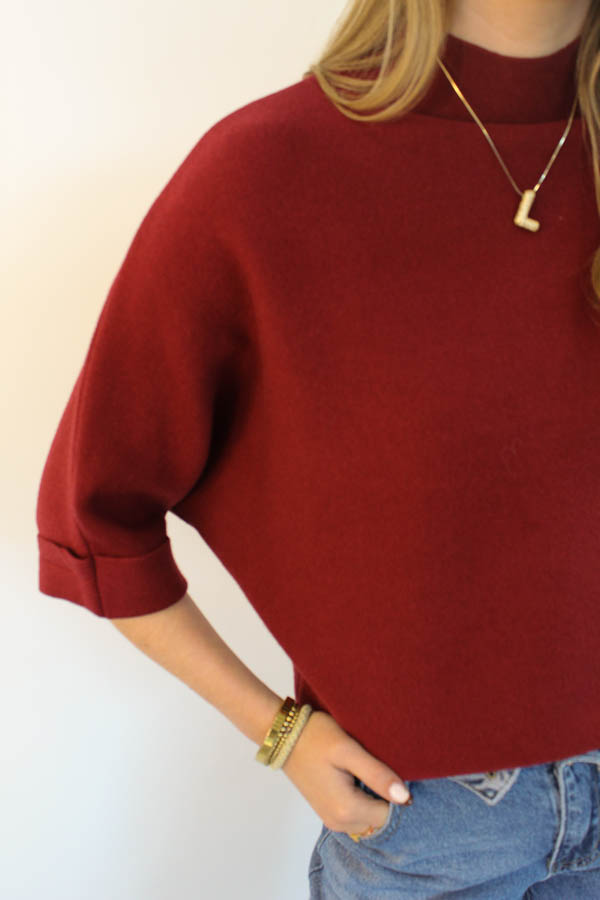 Hoge kraag trui bordeaux | Iris - Afbeelding 2