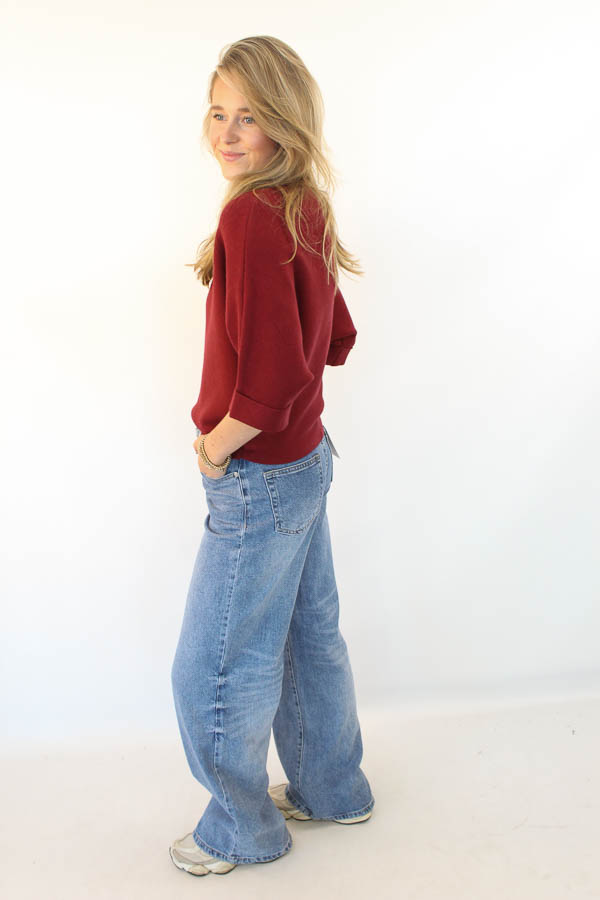 Hoge kraag trui bordeaux | Iris - Afbeelding 3
