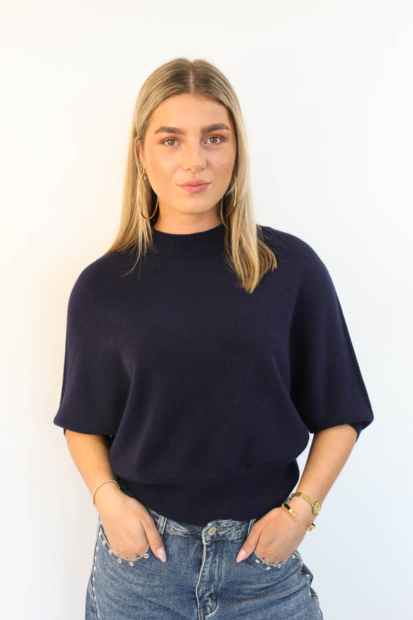 Hoge kraag trui navy | Iris
