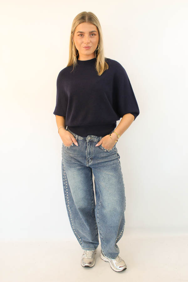 Hoge kraag trui navy | Iris - Afbeelding 3