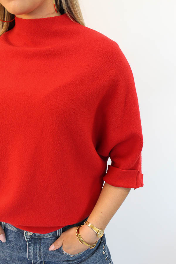 Hoge kraag trui rood | Iris - Afbeelding 3