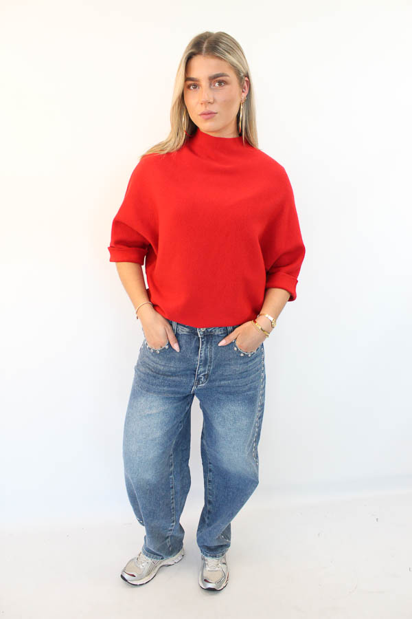 Hoge kraag trui rood | Iris - Afbeelding 2